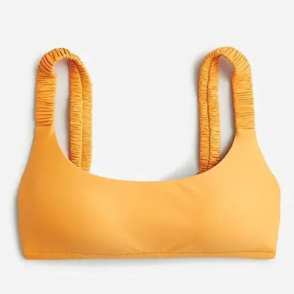 NWT J. Crew Scrunchie Strap Square Neck Bikini Top Removable Cup XL Orange #3110